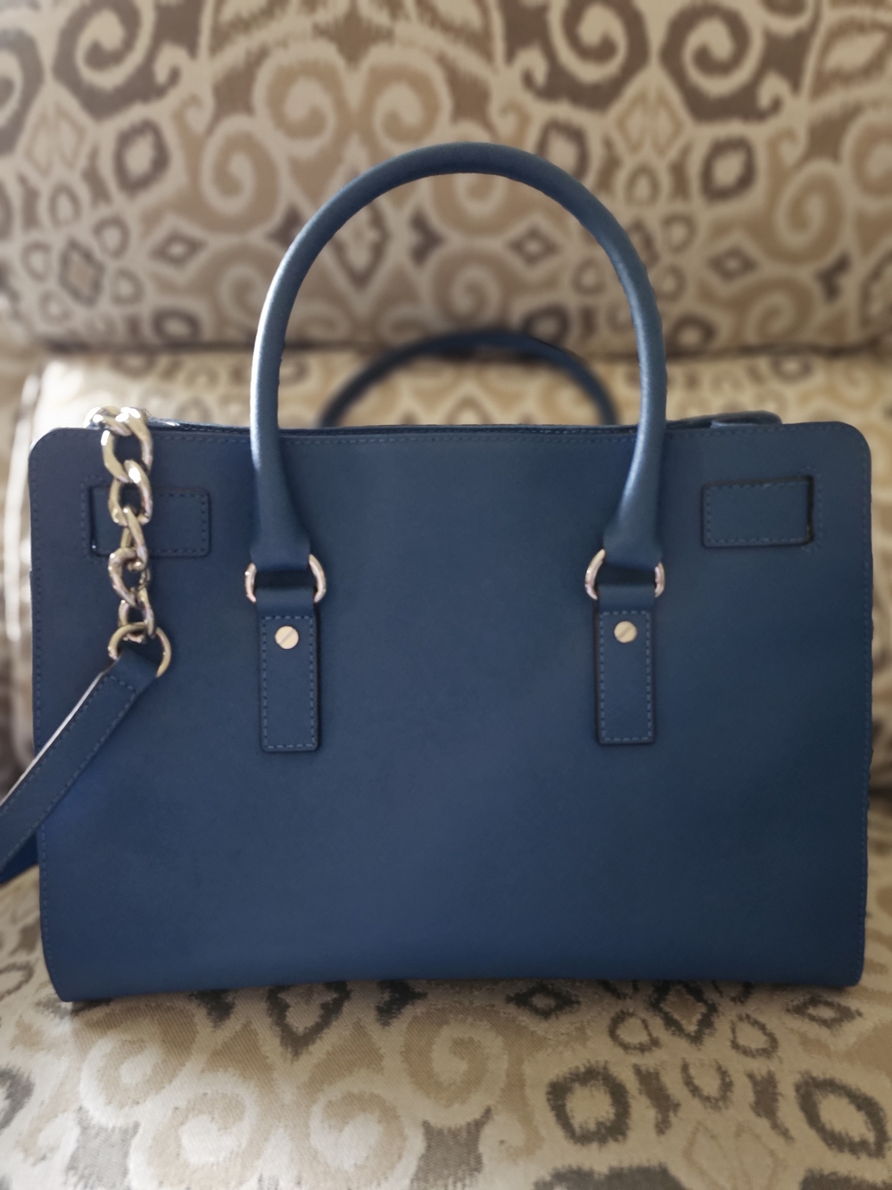 Michael Kors Blue Leather Satchel with Silver Hardware - Picture 3 of 14